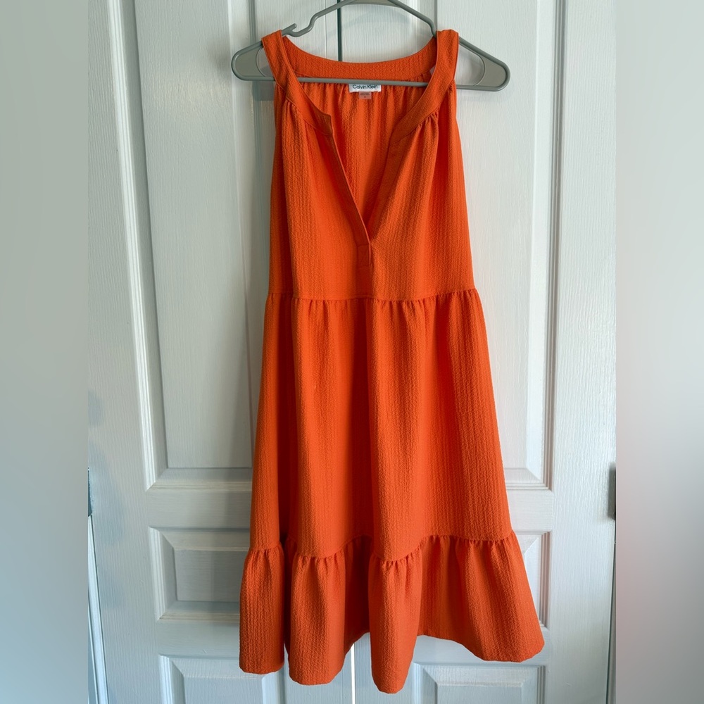 Calvin Klein Vibrant Orange Midi Dress